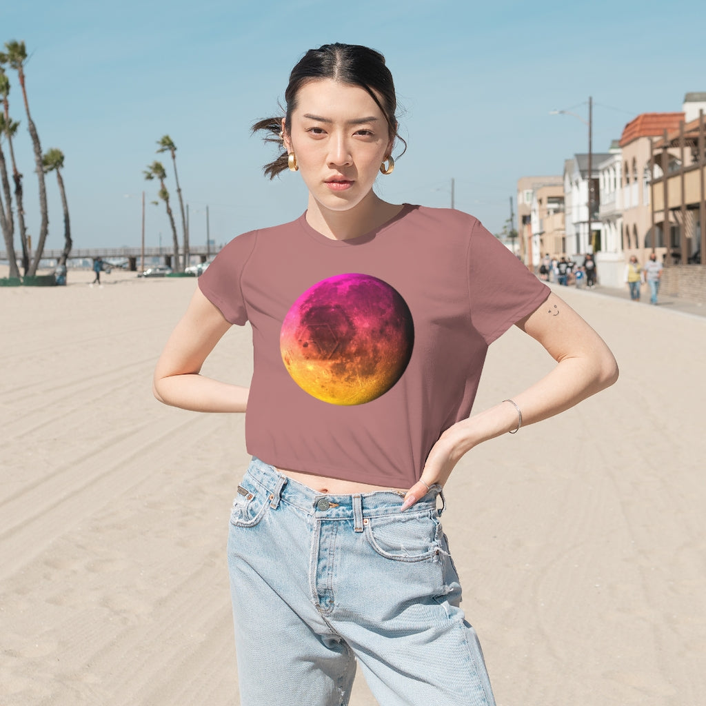 HEX To The Moon Women's Flowy Cropped Tee