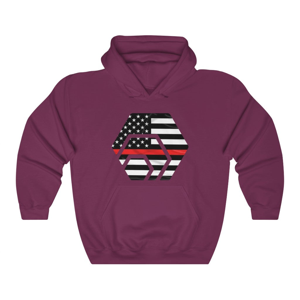 HEX Thin Red Heavy Line Unisex Heavy Blend Hooded Sweatshirt