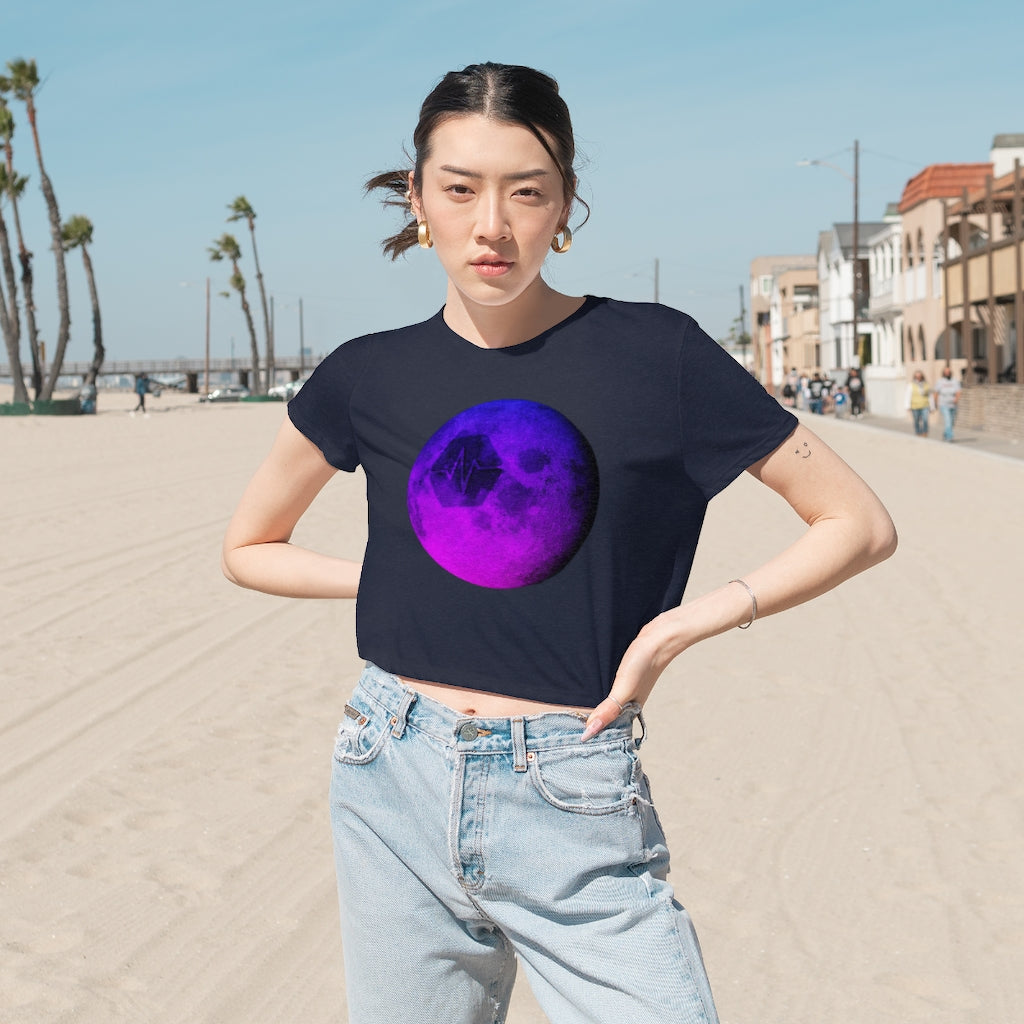 Pulse To The Moon Women's Flowy Cropped Tee