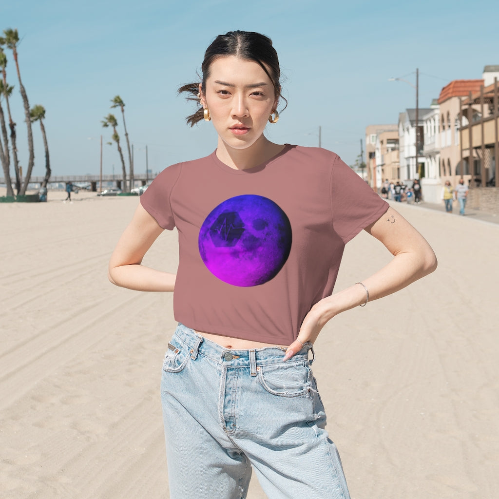 Pulse To The Moon Women's Flowy Cropped Tee