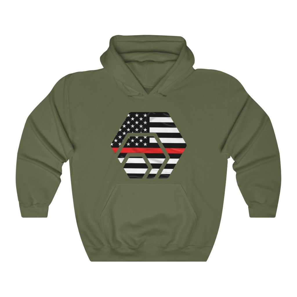 HEX Thin Red Heavy Line Unisex Heavy Blend Hooded Sweatshirt