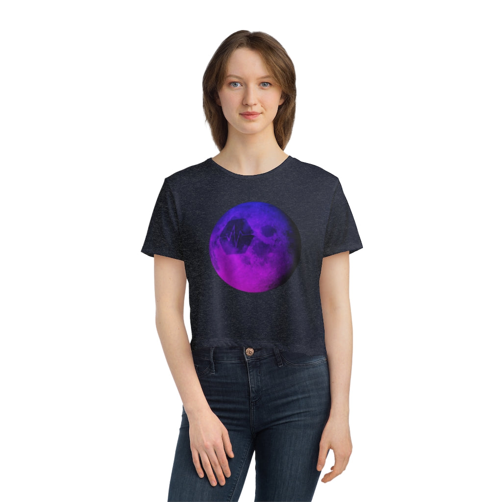 Pulse To The Moon Women's Flowy Cropped Tee