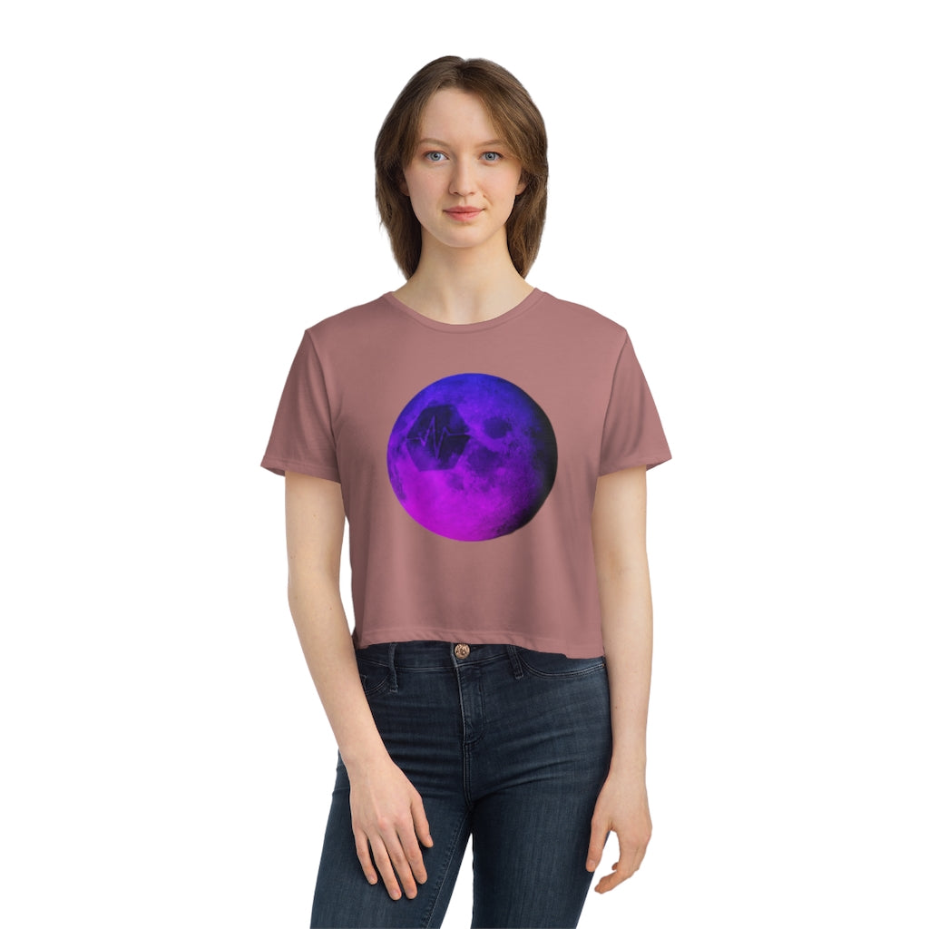 Pulse To The Moon Women's Flowy Cropped Tee