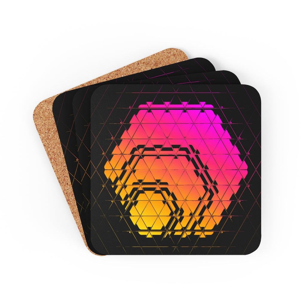 HEX Corkwood Coaster Set