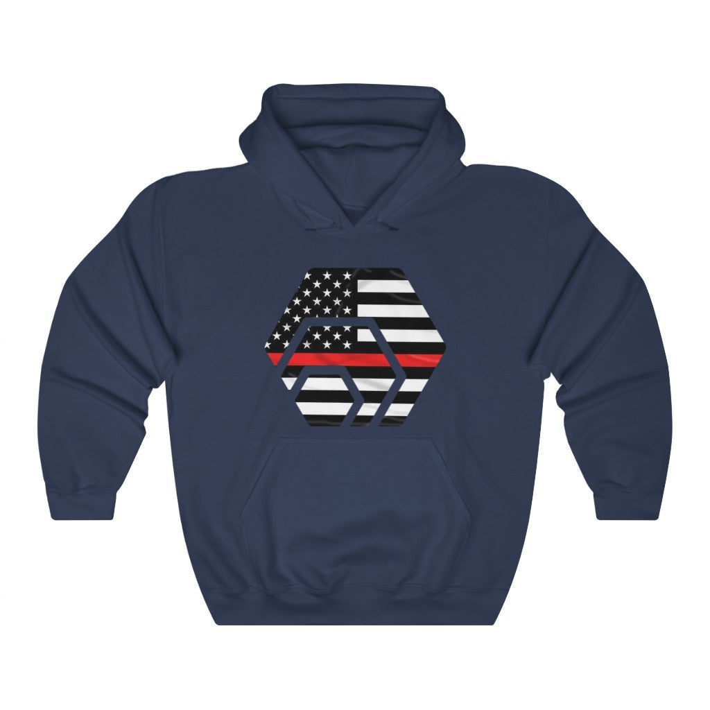 HEX Thin Red Heavy Line Unisex Heavy Blend Hooded Sweatshirt