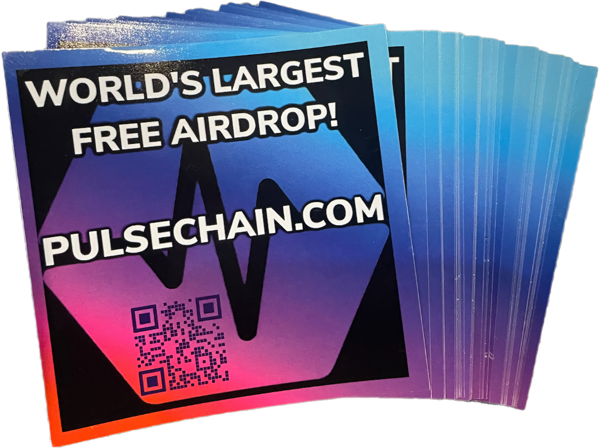 PulseChain 3" by 3" World's Largest Airdrop Sticker Pack (50)