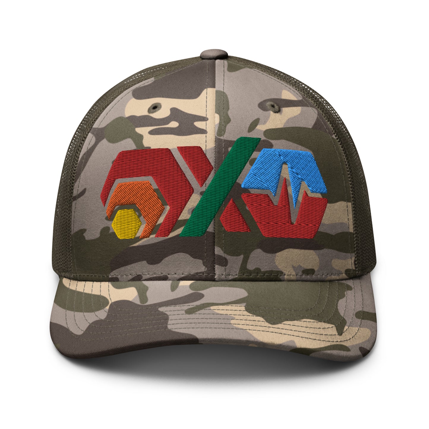 HEX PulseX and PulseChain Camouflage Trucker Hat (Embroidered)
