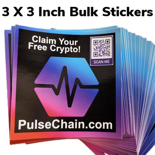 PulseChain 3" by 3" Claim Your Free Crypto Sticker Pack (50)
