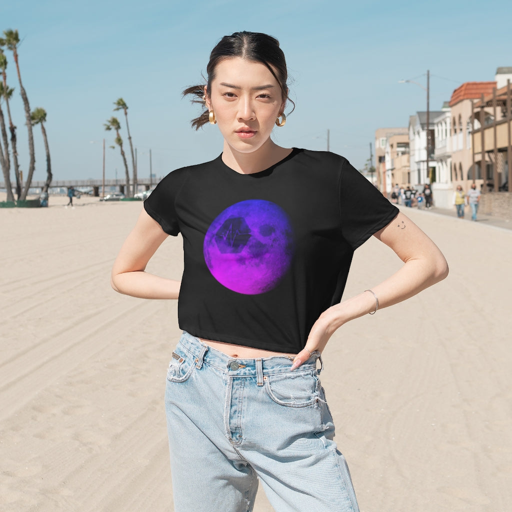 Pulse To The Moon Women's Flowy Cropped Tee