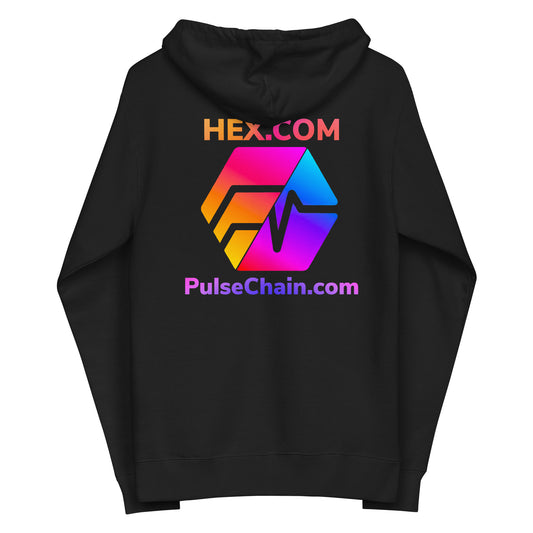 HEX/PulseChain Unisex Fleece Zip Up Hoodie (Front & Back)