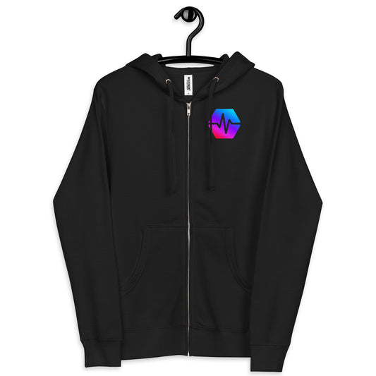PulseChain Unisex Fleece Zip Up Hoodie (Front & Back)