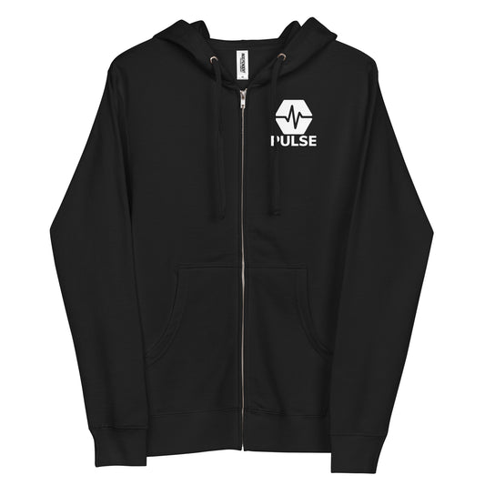 PulseChain Unisex Fleece Zip Up Hoodie (Front & Back)