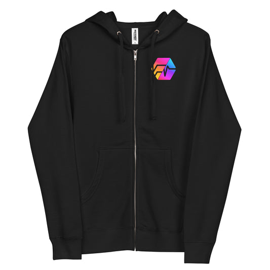 HEX/PulseChain Unisex Fleece Zip Up Hoodie (Front & Back)