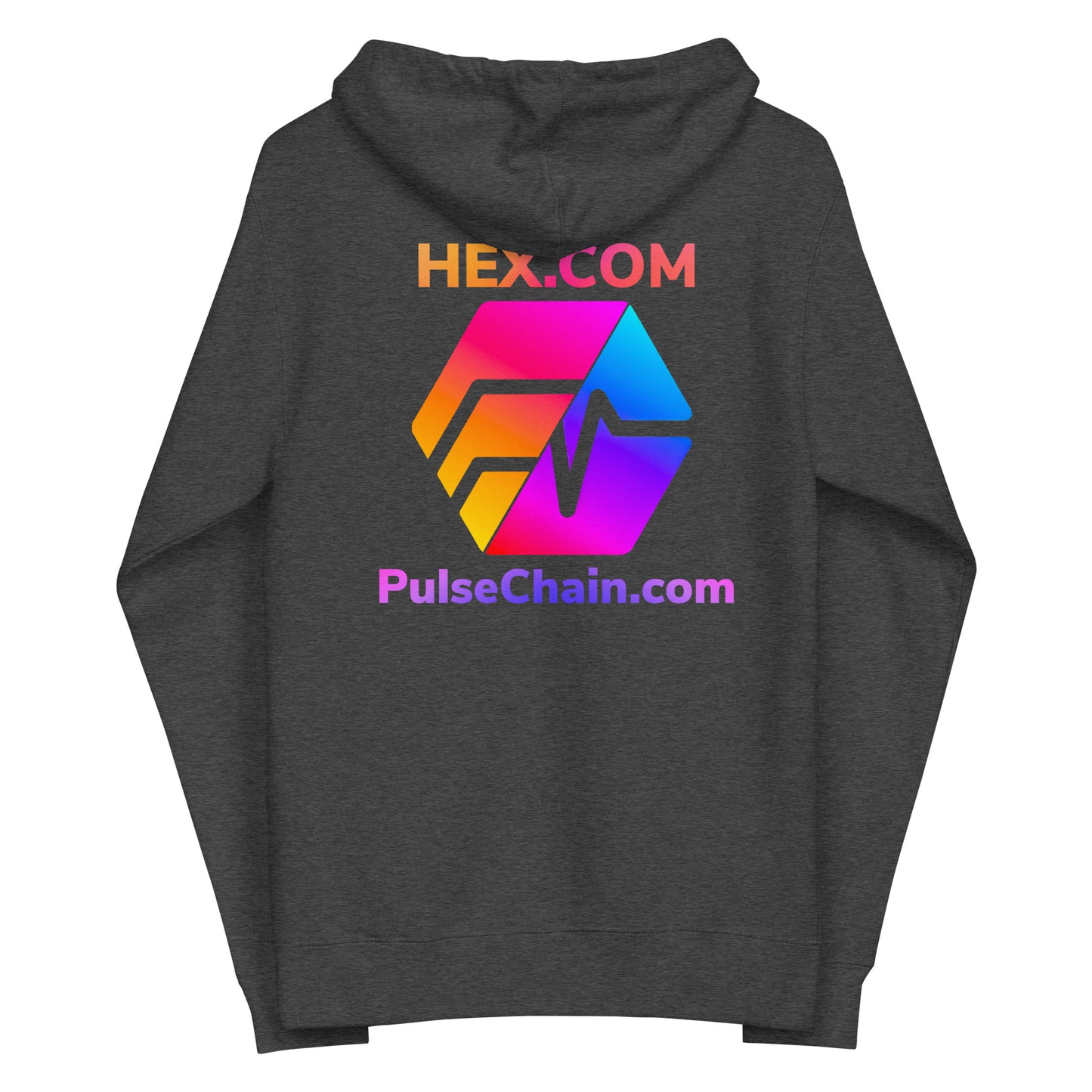 HEX/PulseChain Unisex Fleece Zip Up Hoodie (Front & Back)