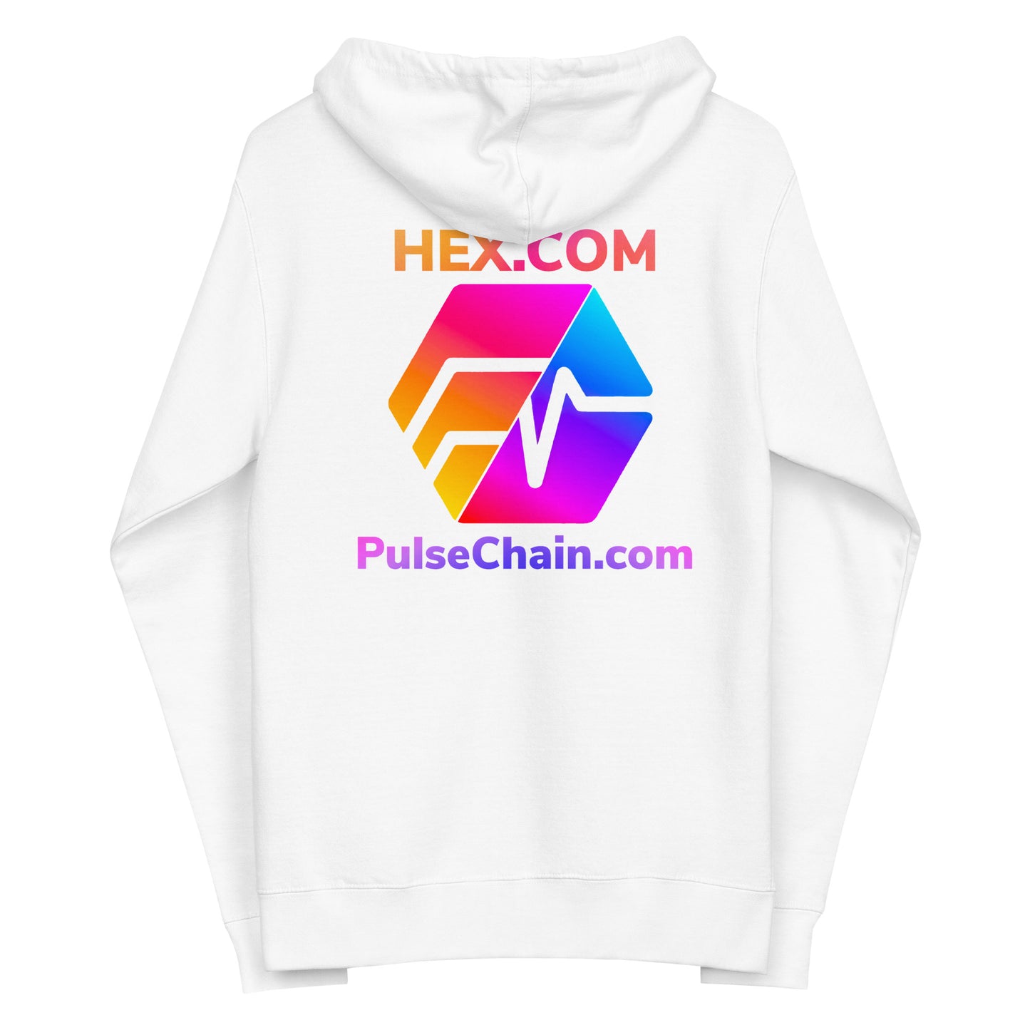 HEX/PulseChain Unisex Fleece Zip Up Hoodie (Front & Back)
